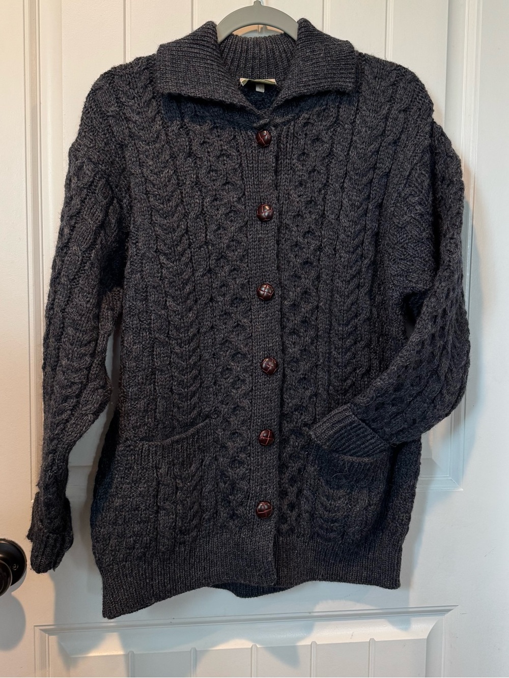 Carraig donn Charcoal Cable Knit  Cardigan Made in Ireland